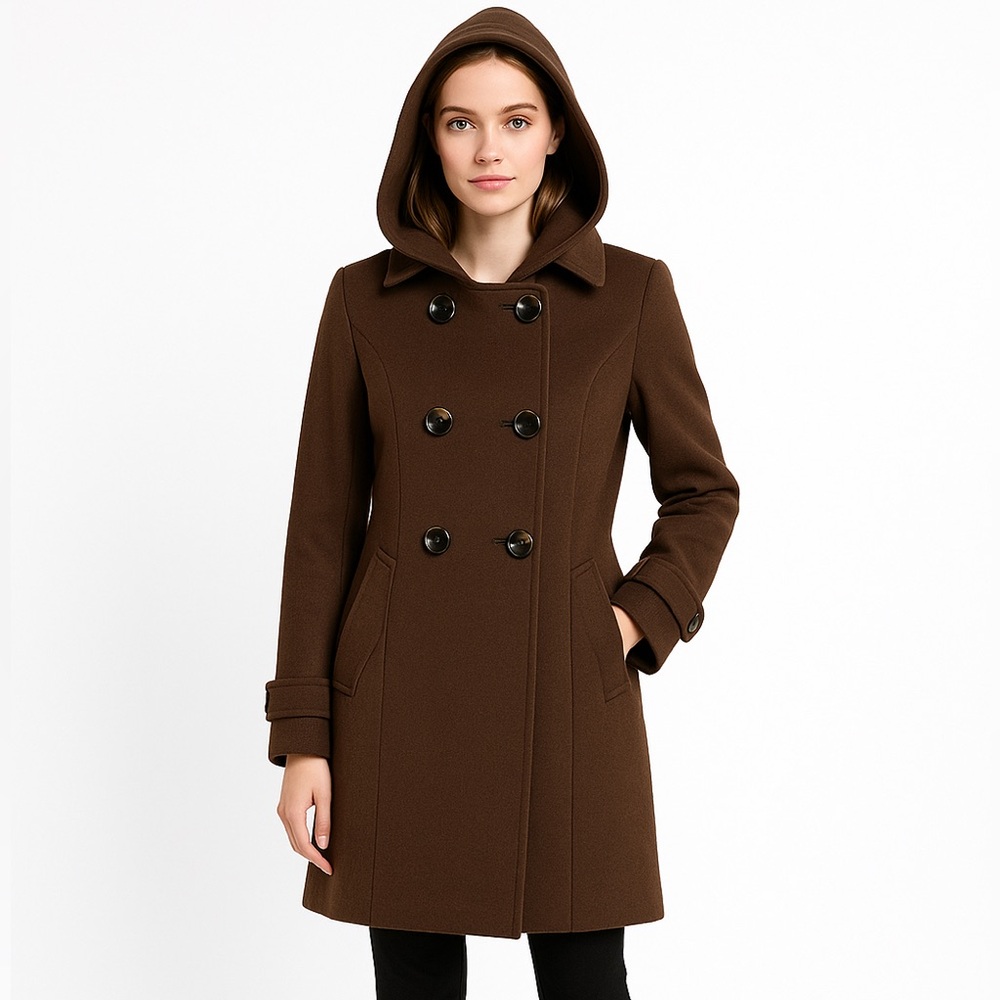 Vintage wool silk cashmere‎ blend brown coat